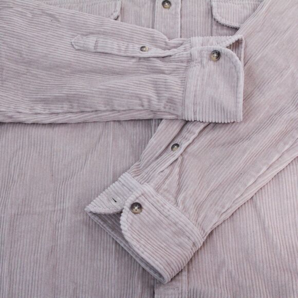 Reiss Corduroy Men's Shacket Beige Long Sleeves Spread Collar Button Down, Large - Picture 4 of 10